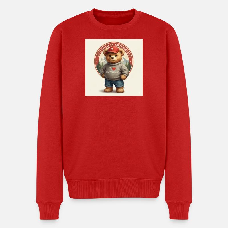 Schweizer Bär mit I Love Switzerland - Männer Premium Bio Pullover - Rot