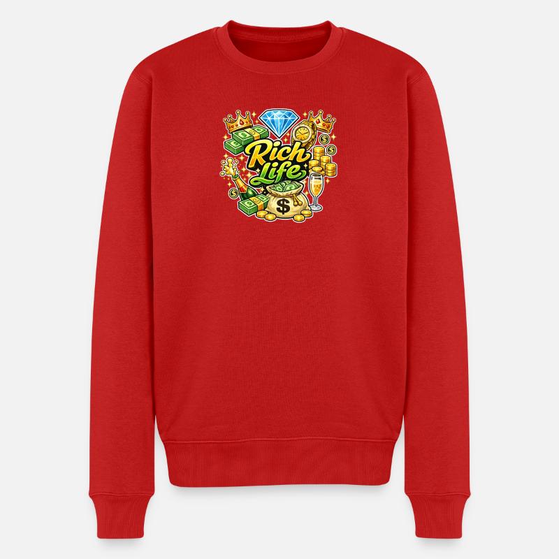 Rich Life Éclat et Diamants - Pull Premium bio Homme - rouge