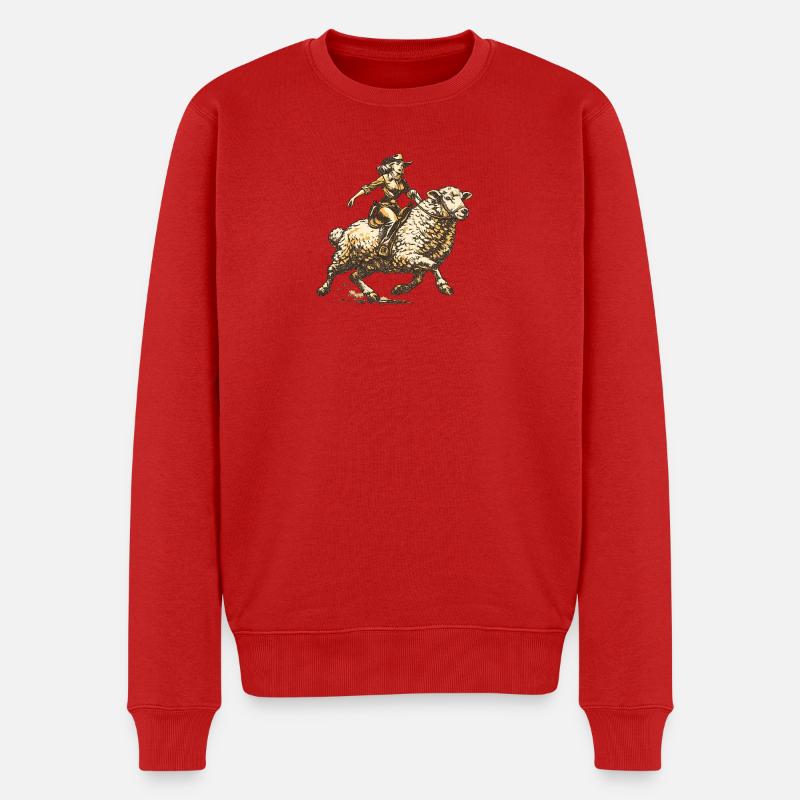 Western Reiter auf Schaf - Männer Premium Bio Pullover - Rot