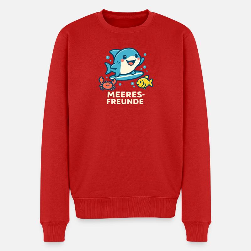Meeresfreunde Surferfreunde - Männer Premium Bio Pullover - Rot