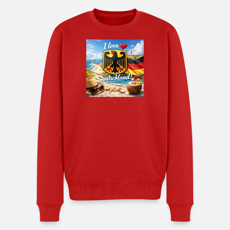 Ich liebe Deutschland Strand - Männer Premium Bio Pullover - Rot
