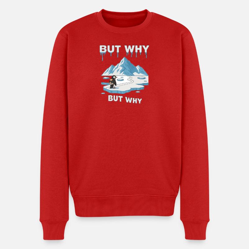 Aber warum Pinguin - Männer Premium Bio Pullover - Rot