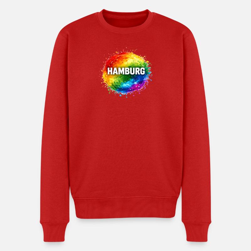 Hambourg en couleurs arc-en-ciel - Pull Premium bio Homme - rouge