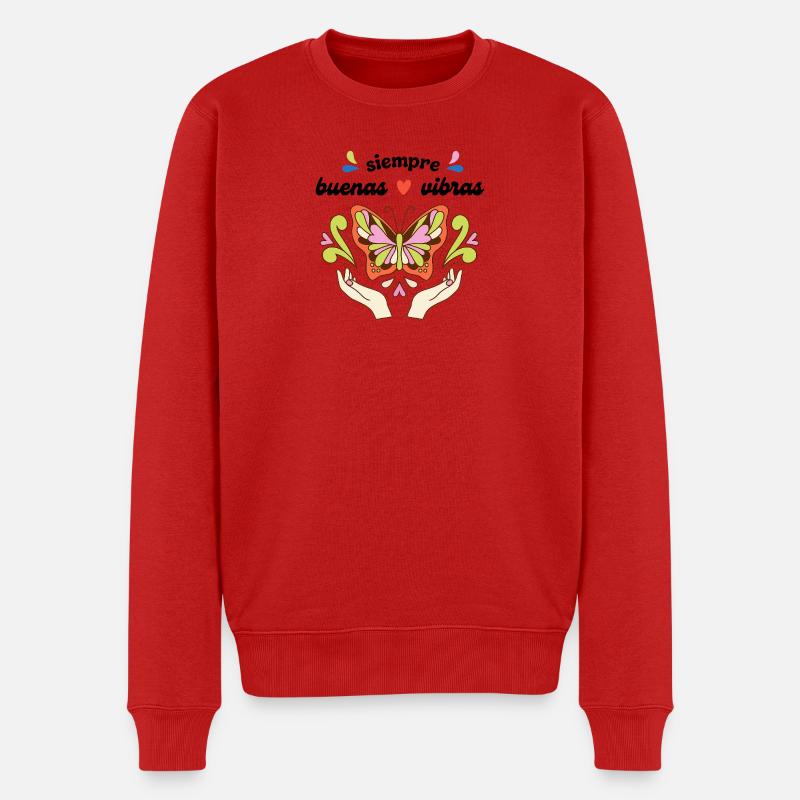 Immer – gute – Vibes - Männer Premium Bio Pullover - Rot