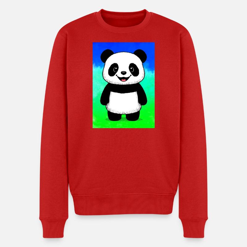 Panda - Männer Premium Bio Pullover - Rot