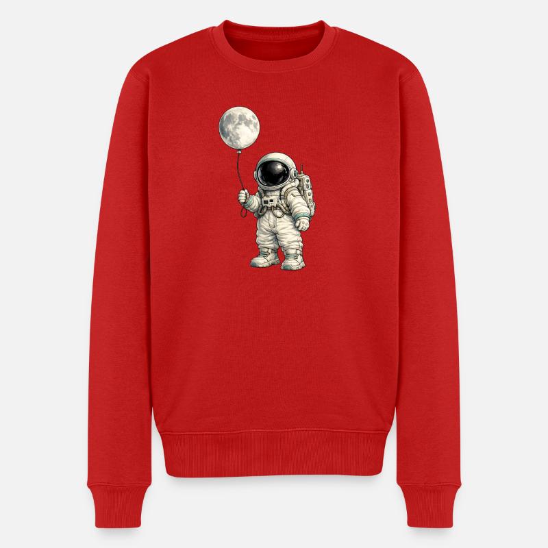 Mondballon und Astronaut - Männer Premium Bio Pullover - Rot