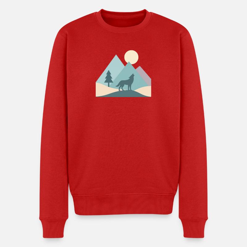 Wolf - Männer Premium Bio Pullover - Rot