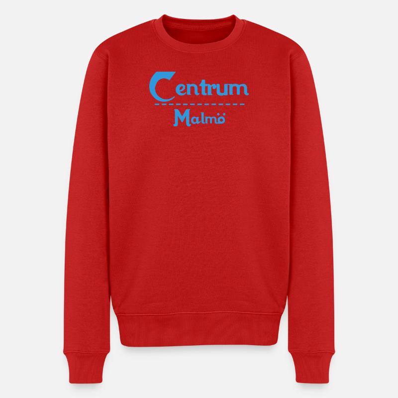 Centrum Malmö – Blue Text Design - Männer Premium Bio Pullover - Rot