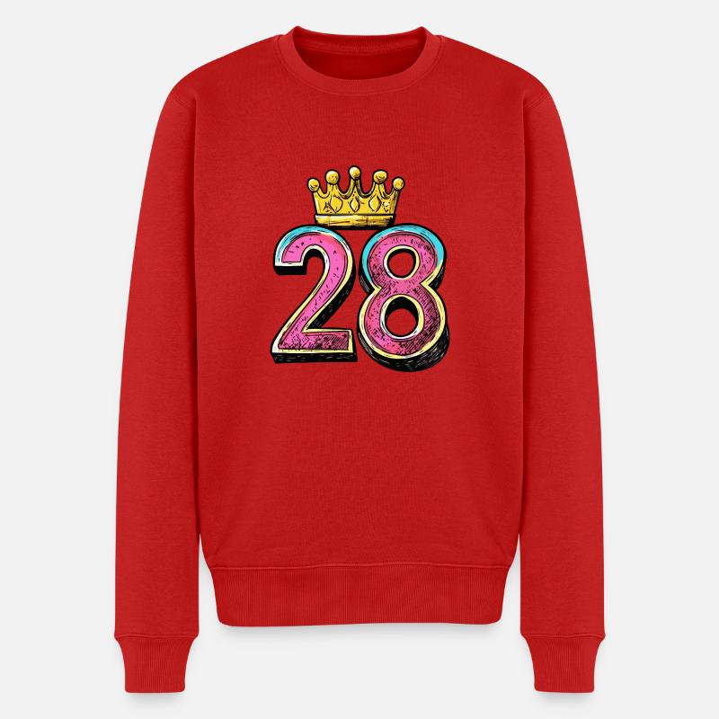 28 Zahl Krone - Männer Premium Bio Pullover - Rot