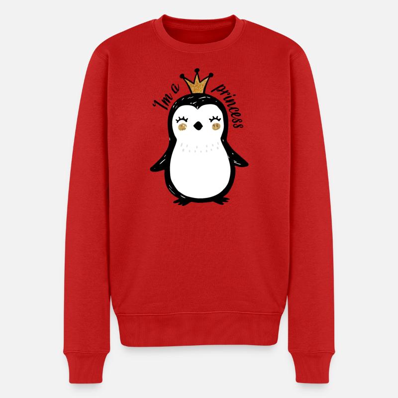 Niedliches Pinguin-Königin Design - Männer Premium Bio Pullover - Rot