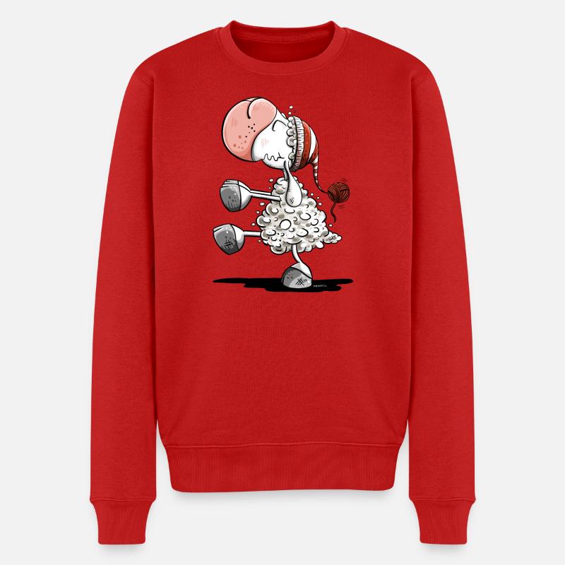 Schlafwandler Schaf mit Schlafmütze - Männer Premium Bio Pullover - Rot