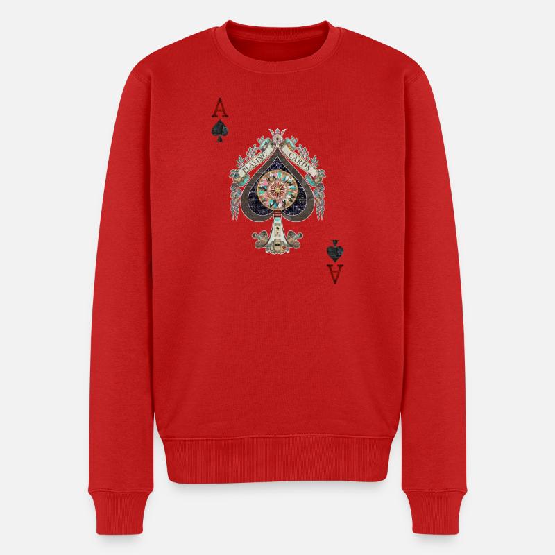 Cartes à jouer - Découpage numérique - Pull Premium bio Homme - rouge