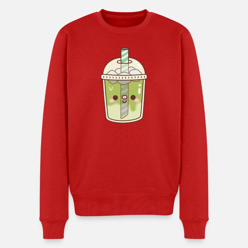 Süßer eisgekühlter Matcha Latte - Männer Premium Bio Pullover - Rot
