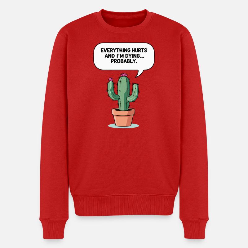 Sarkastischer Kaktus  - Männer Premium Bio Pullover - Rot