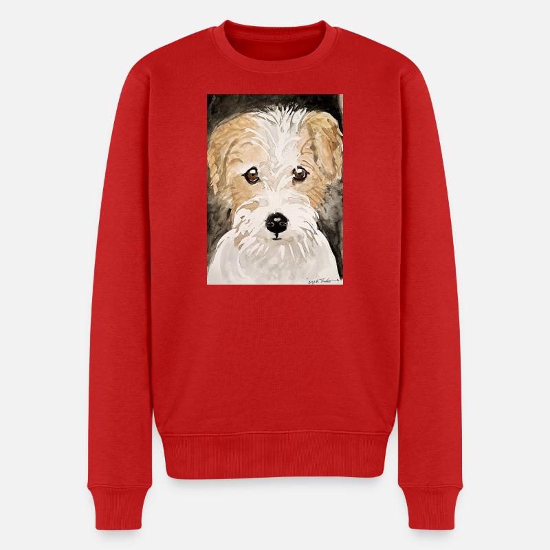 Chiot terrier, - Pull Premium bio Homme - rouge