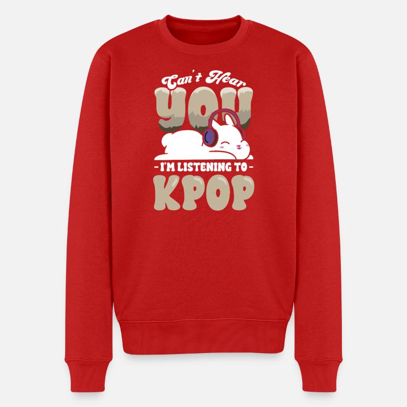 Kpop lapin avec un casque - Pull Premium bio Homme - rouge