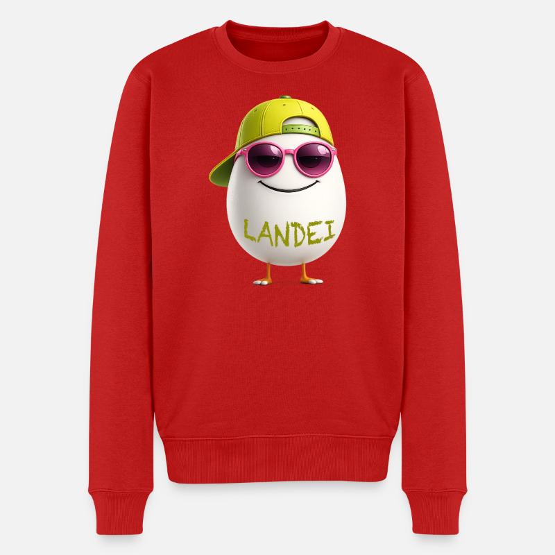 Landei mit Neon Sonnenbrille - Männer Premium Bio Pullover - Rot