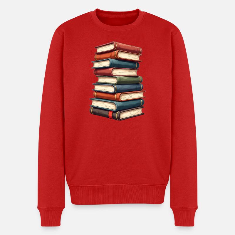Bücher - Männer Premium Bio Pullover - Rot