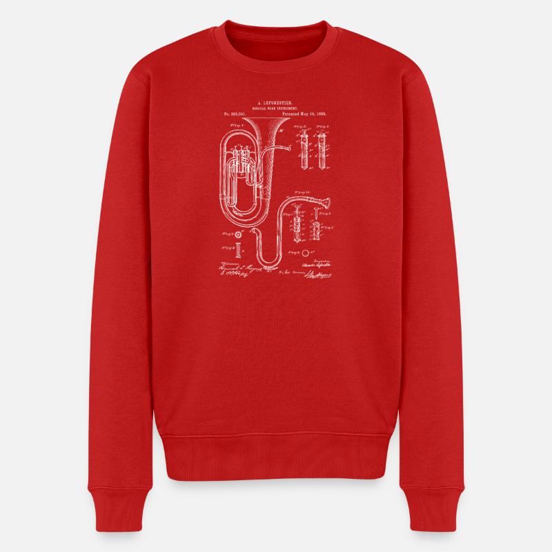Patent Tuba Concerto Vintage Retro Technik - Männer Premium Bio Pullover - Rot