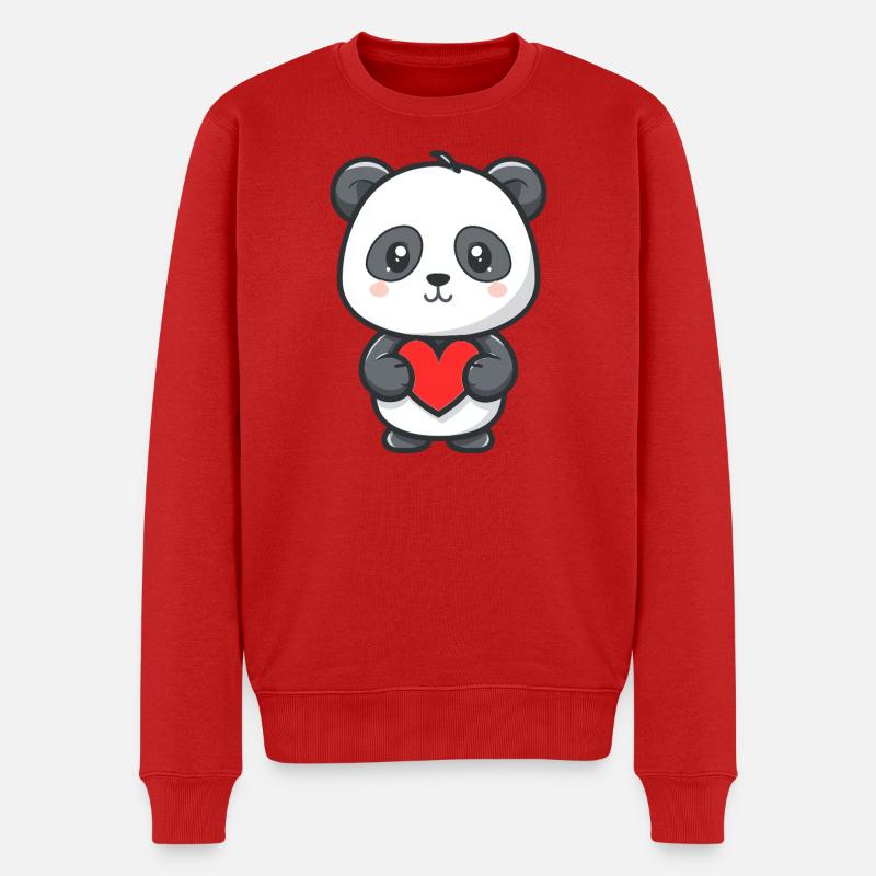 Bébé panda mignon avec cœur - Pull Premium bio Homme - rouge