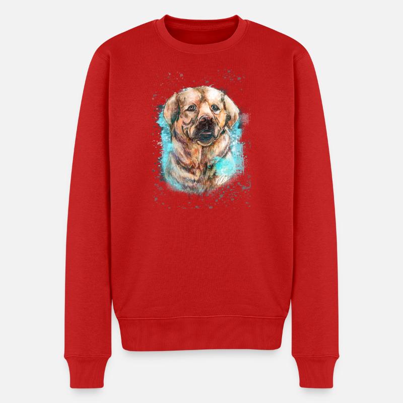 Labrador Hund. - Männer Premium Bio Pullover - Rot