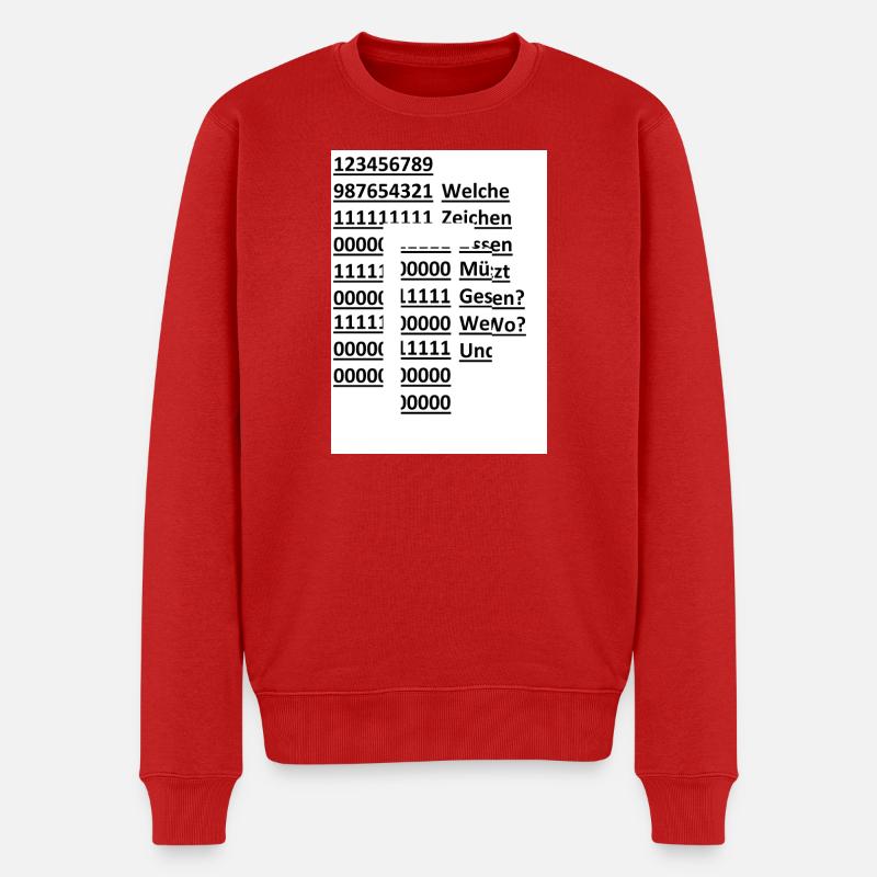 Zahlen Text Glitch - Männer Premium Bio Pullover - Rot
