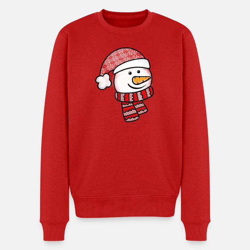 Niedlicher und kühler kleiner Schneemann - Männer Premium Bio Pullover - Rot