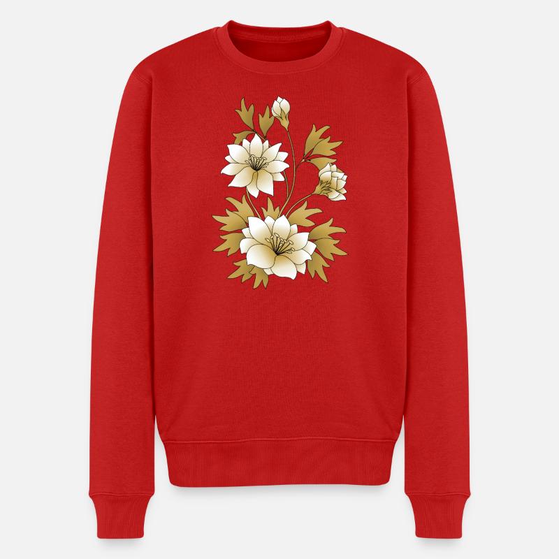 Blumen - Männer Premium Bio Pullover - Rot