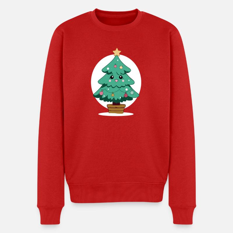 Kawaii-Weihnachtsbaum - Männer Premium Bio Pullover - Rot