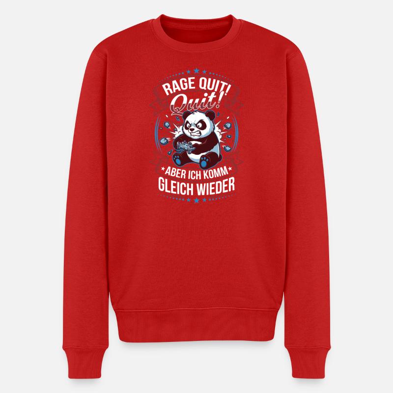 Rage Quit Panda Komm Bald Zurück - Männer Premium Bio Pullover - Rot