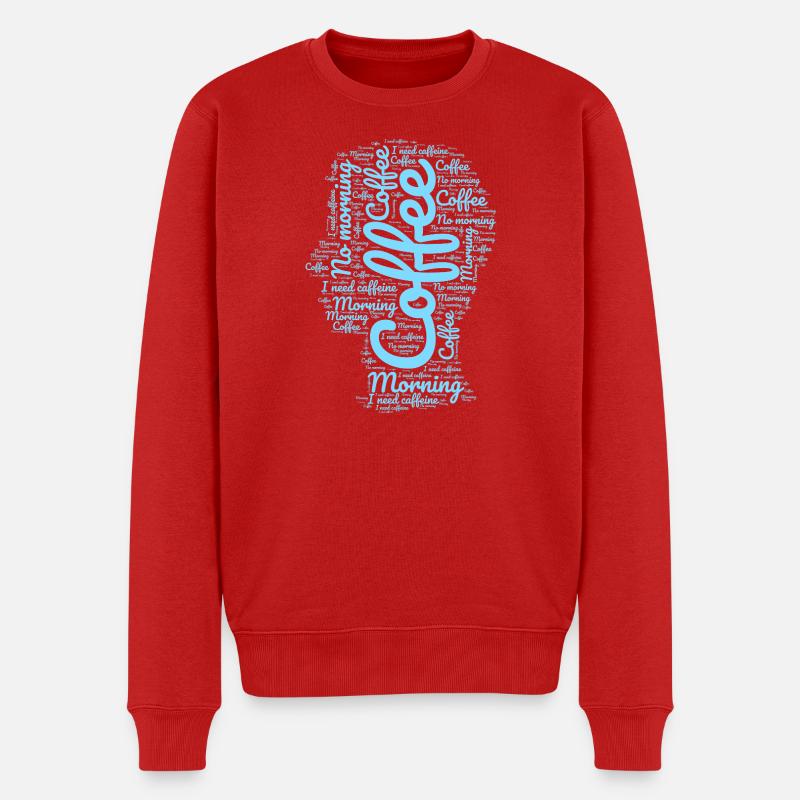 Morgenkaffee in Buchstaben - Männer Premium Bio Pullover - Rot