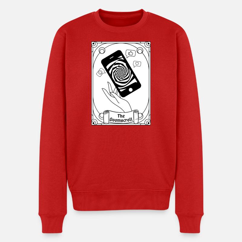 Doomscroll Brainrot Smartphone Tarot - Männer Premium Bio Pullover - Rot