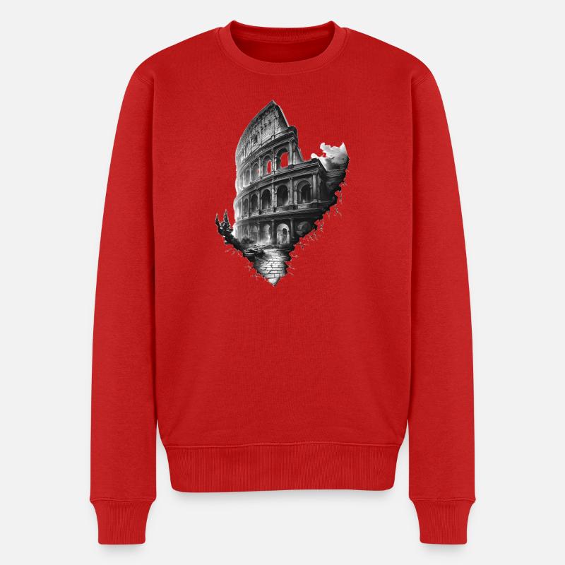 Colisée noir et blanc éthéré - Pull Premium bio Homme - rouge