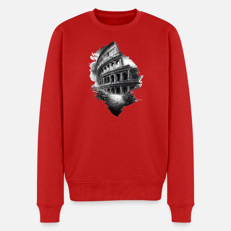 Colisée noir et blanc en ruines - Pull Premium bio Homme - rouge