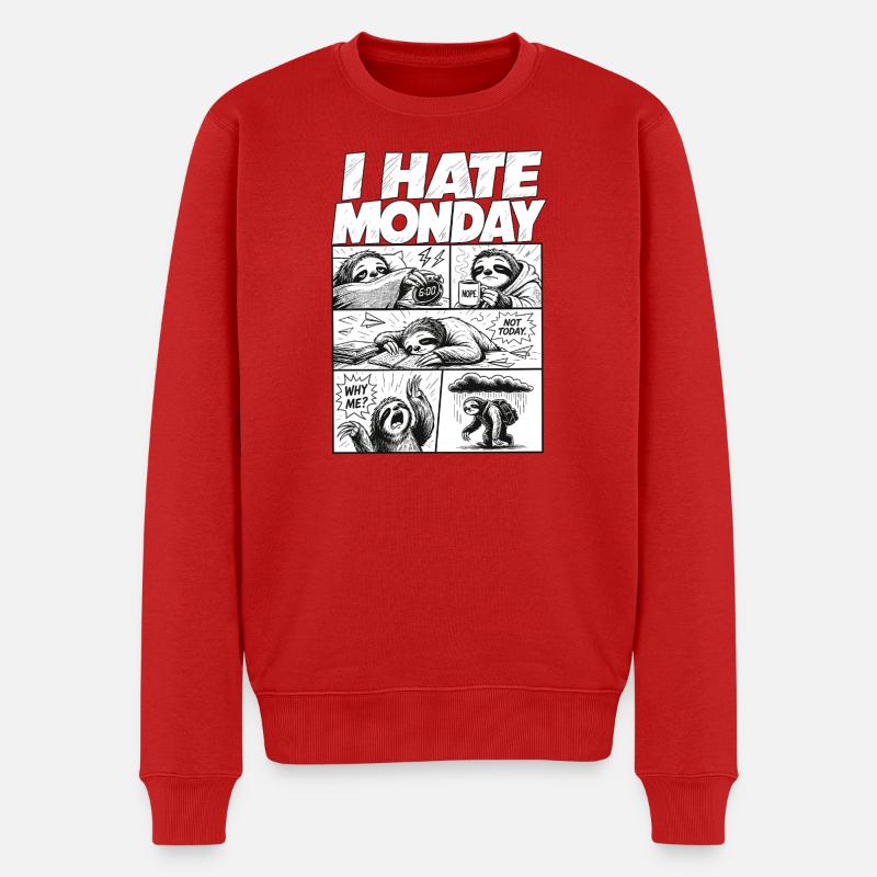 I Hate Monday Sloth Comic - Men's Premium Organic Jumper - red