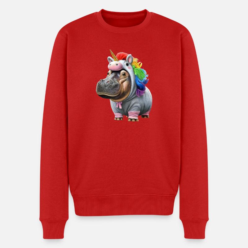 Licorne hippopotame - Pull Premium bio Homme - rouge