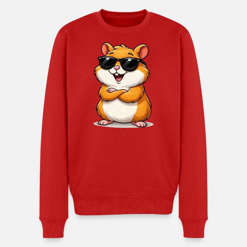 Selbstbewusster Hamster mit Sonnenbrille - Männer Premium Bio Pullover - Rot