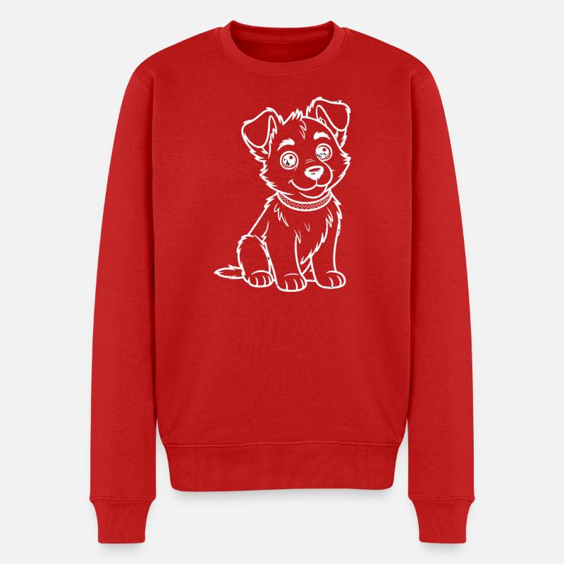 Kleiner Hund mit Lächelndem Blick - Männer Premium Bio Pullover - Rot