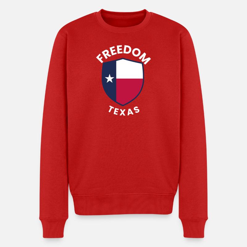 Texas-Schild der Freiheit - Männer Premium Bio Pullover - Rot
