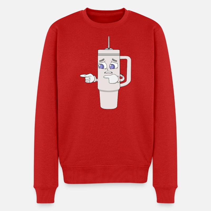 Besorgtes Shaker-Cup-Maskottchen - Männer Premium Bio Pullover - Rot