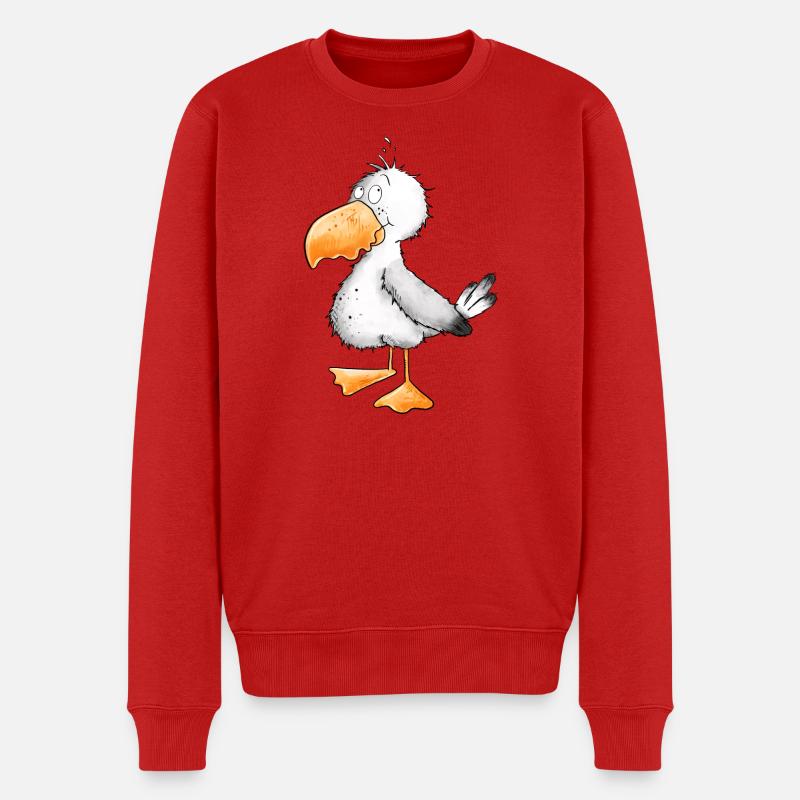 Drollige Möwe I Nordsee Urlaub - Pull Premium bio Homme - rouge