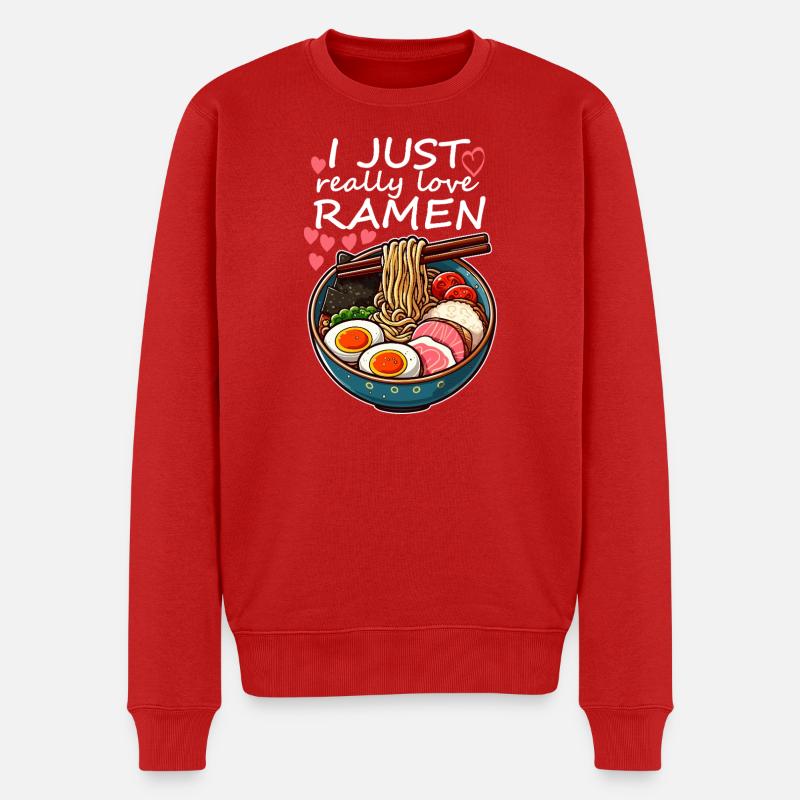 Ramen Liebe Bunt - Männer Premium Bio Pullover - Rot