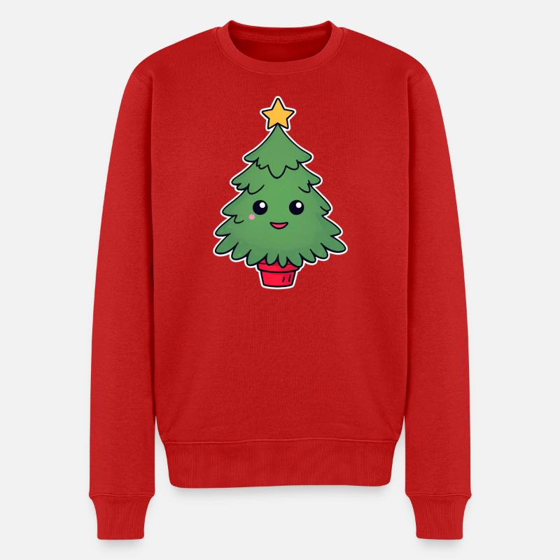Kuscheliger Weihnachtsbaum mit Stern - Männer Premium Bio Pullover - Rot