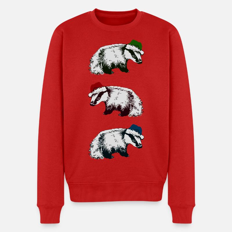 WEIHNACHTSDACHSE - Männer Premium Bio Pullover - Rot