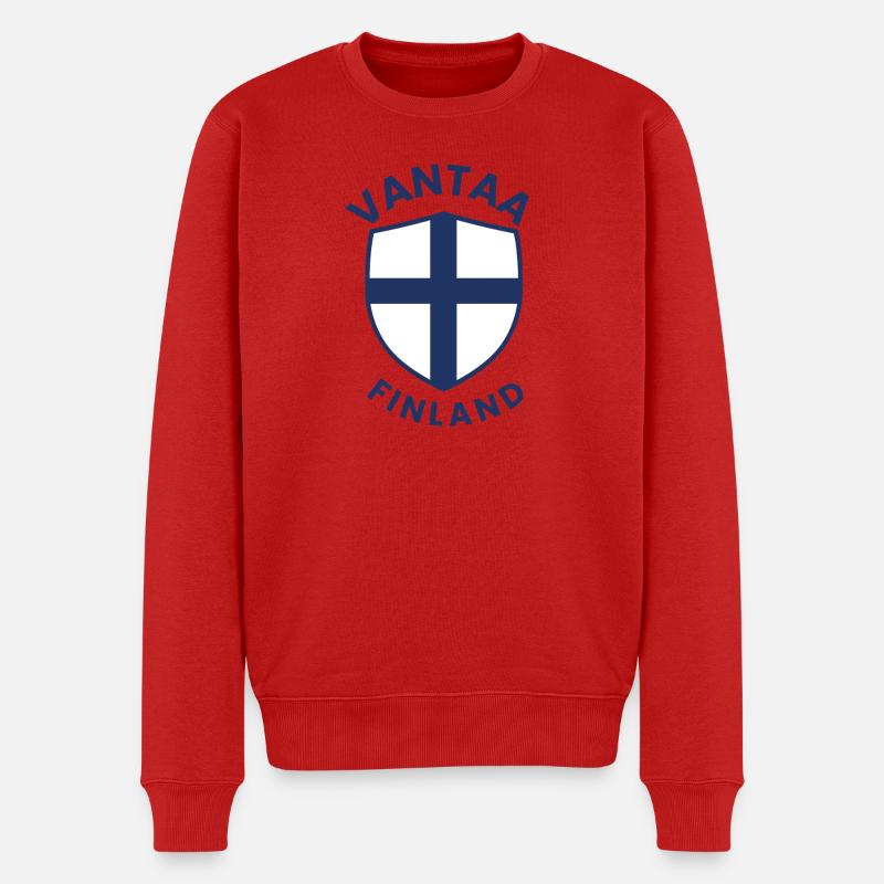 Vantaa-Schild Finnlands - Männer Premium Bio Pullover - Rot
