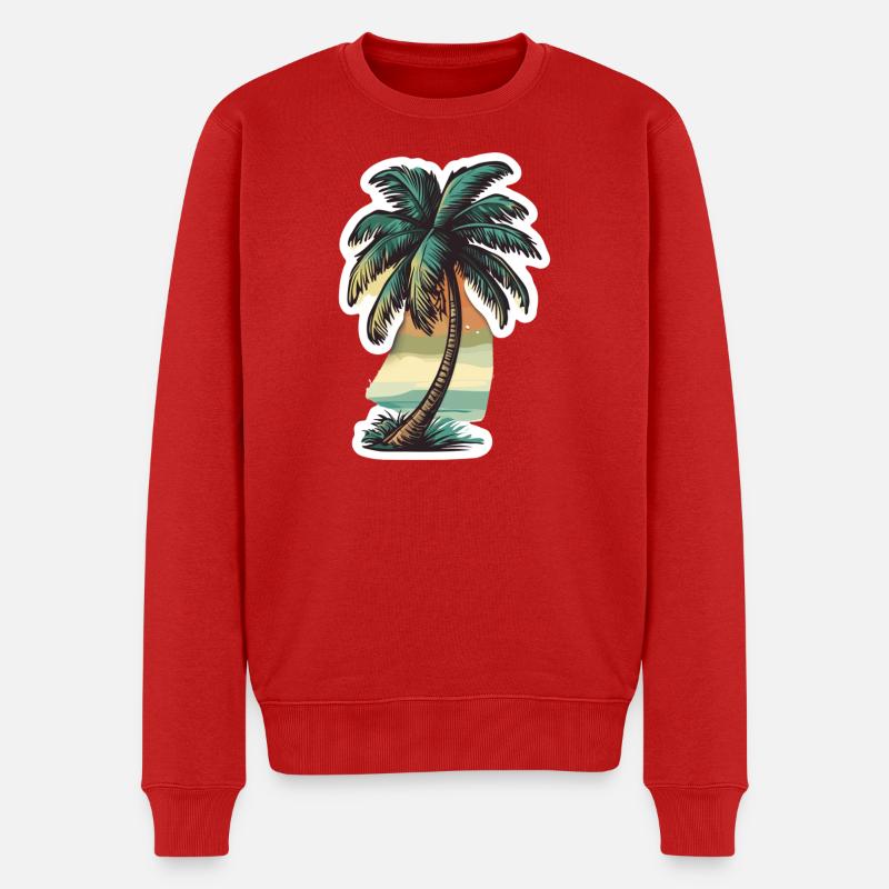 Palme - Männer Premium Bio Pullover - Rot