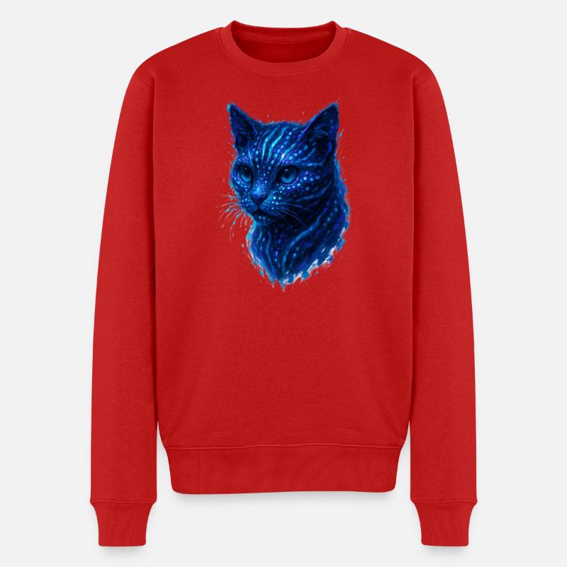 Chat Cyber Bioluminescent Neon - Pull Premium bio Homme - rouge