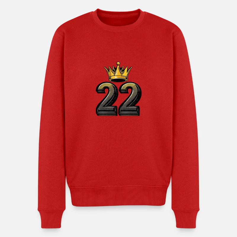 22 Zahl Krone - Männer Premium Bio Pullover - Rot