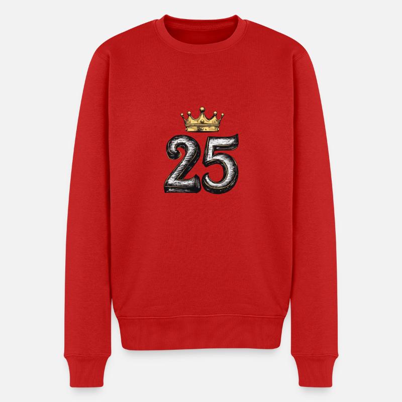 25 Zahl Krone - Männer Premium Bio Pullover - Rot