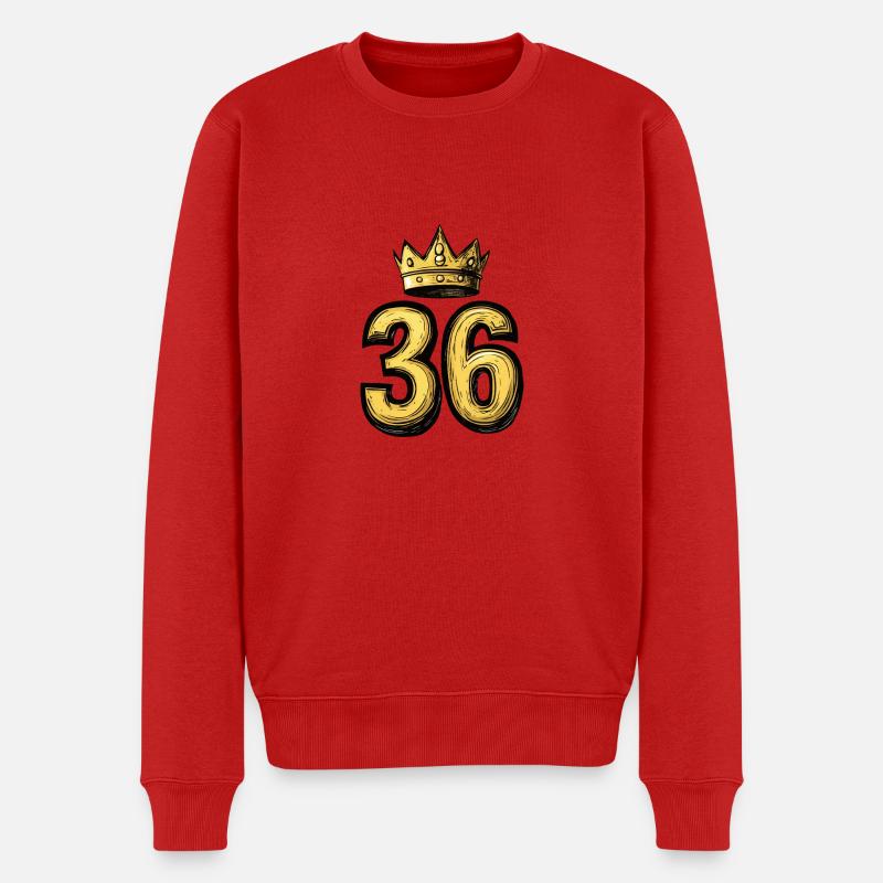 36 Zahl Krone - Männer Premium Bio Pullover - Rot